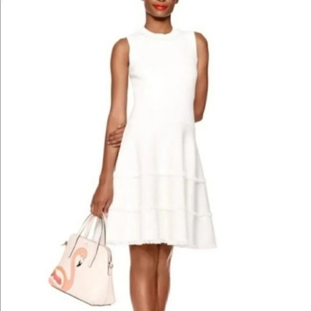 Kate Spade New York Bone White Fringe Trim Dress